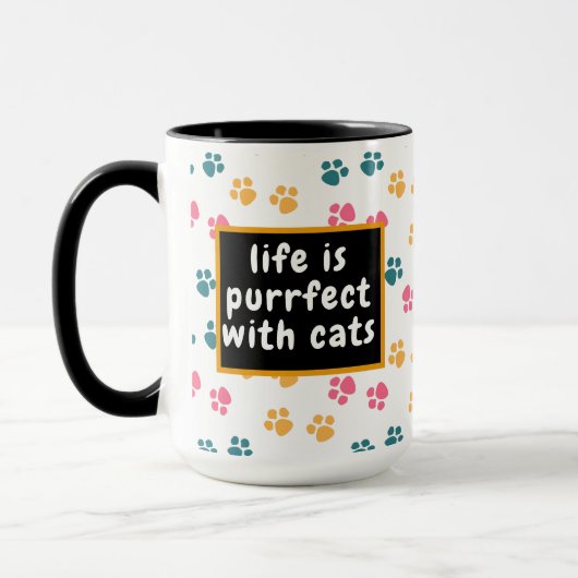 Schattigee grappige zwarte kattenpoot mok (Links)