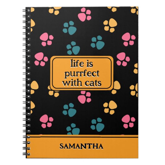Schattigee grappige zwarte kattenpoot notitieboek (Voorkant)