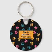 Schattigee grappige zwarte kattenpoot sleutelhanger (Voorkant)