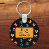 Schattigee grappige zwarte kattenpoot sleutelhanger (Achterkant)