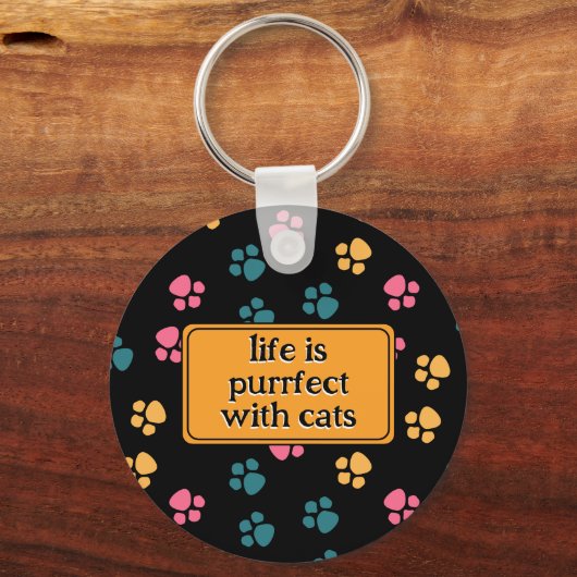 Schattigee grappige zwarte kattenpoot sleutelhanger (Achterkant)