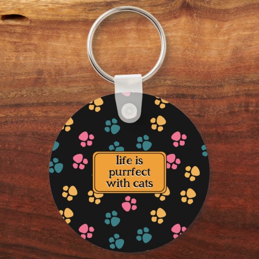 Schattigee grappige zwarte kattenpoot sleutelhanger (Voorkant)