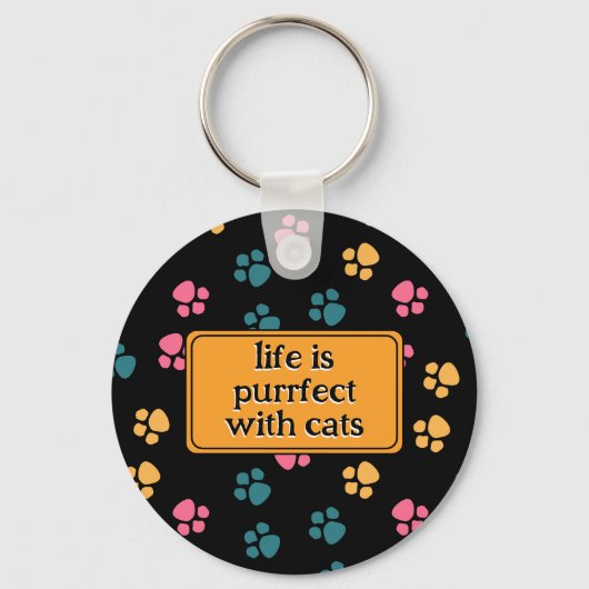 Schattigee grappige zwarte kattenpoot sleutelhanger (Achterkant)