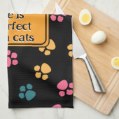 Schattigee grappige zwarte kattenpoot theedoek (Quarter Fold)