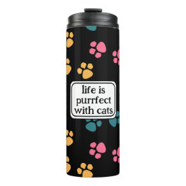 Schattigee grappige zwarte kattenpoot thermosbeker