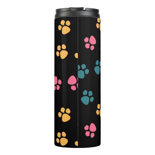 Schattigee grappige zwarte kattenpoot thermosbeker (Achterkant)