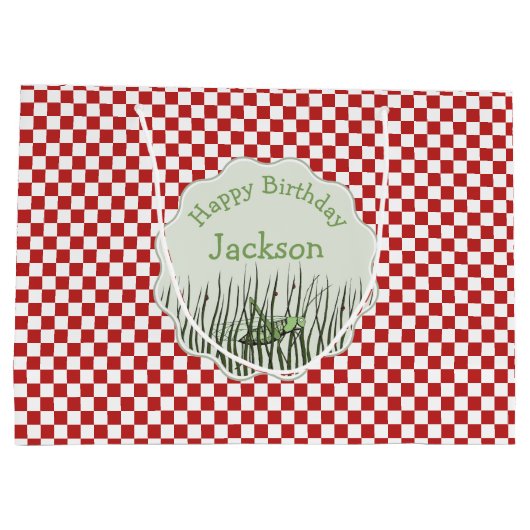 Schattigee Grasshopper Insect Verjaardag Groot Cadeauzakje (Achterkant)