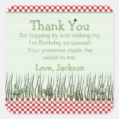 Schattigee Grasshoppers Verjaardagsfeestgunst Dank Vierkante Sticker (Voorkant)