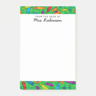 Schattigee Green Crayons Teacher Van het Bureau va Post-it® Notes