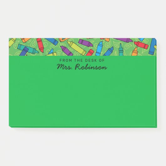 Schattigee Green Crayons Teacher Van het Bureau va Post-it® Notes (Voorkant)