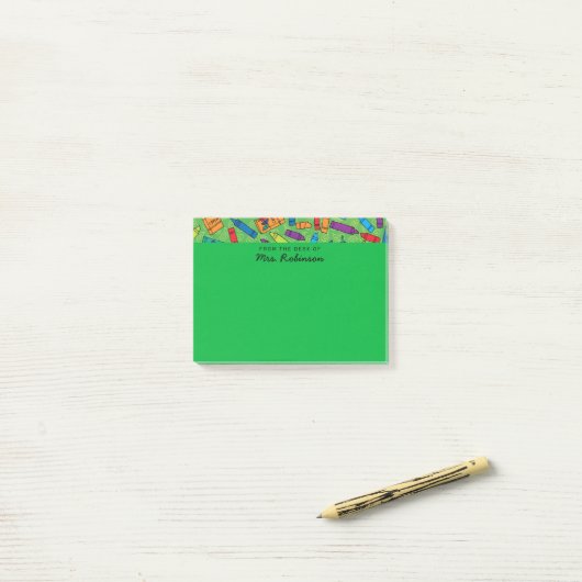 Schattigee Green Crayons Teacher Van het Bureau va Post-it® Notes (Op bureau)