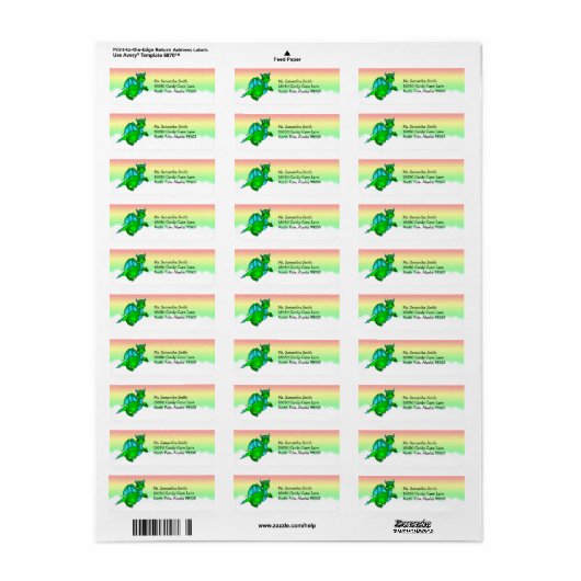 Schattigee Green Dragon retour adreslabel Etiket (Full Sheet)
