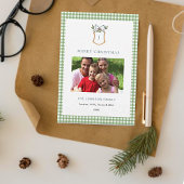 Schattigee Green Gingham Plaid Monogrammed Christm Feestdagenkaart