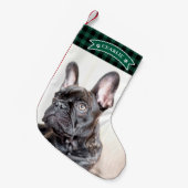 Schattigee Green Plaid Feestelijke Custom Photo Pe Kleine Kerstsok (Voorkant (Hangend))