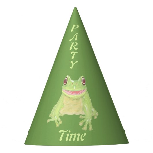 Schattigee Green Tree Frog - Feesttijd! Verjaardag Feesthoedjes (Voorkant)
