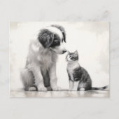 Schattigee grens Collie & Kitten vriendschap Briefkaart (Voorkant)