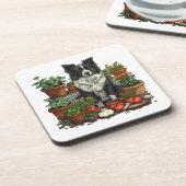 Schattigee Grens Collie Tuinieren Bier Onderzetter (Linkerzijde)