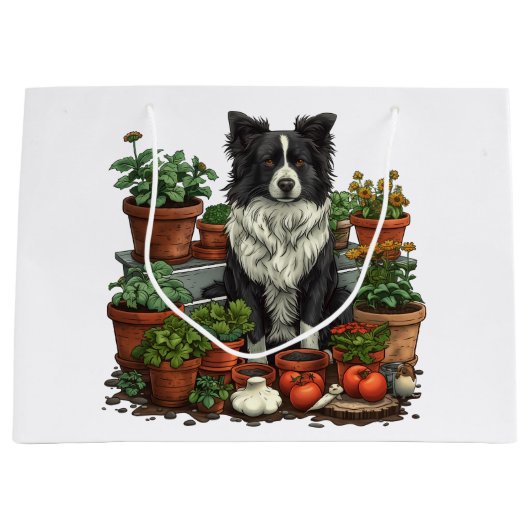 Schattigee Grens Collie Tuinieren Groot Cadeauzakje (Voorkant)