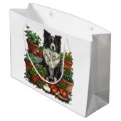 Schattigee Grens Collie Tuinieren Groot Cadeauzakje (Achterkant Gekanteld)