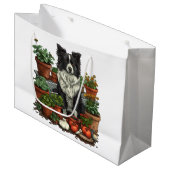 Schattigee Grens Collie Tuinieren Groot Cadeauzakje (Voorkant Gekanteld)