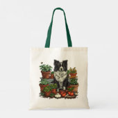 Schattigee Grens Collie Tuinieren Tote Bag (Achterkant)