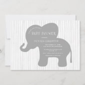 Schattigee Grey Elephant Stripe Baby shower Kaart (Voorkant)