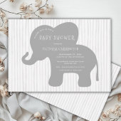 Schattigee Grey Elephant Stripe Baby shower Kaart