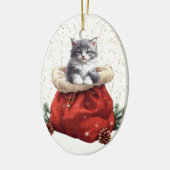 Schattigee Grey Kitten Kerstcadeau Tas Keramisch Ornament (Links)