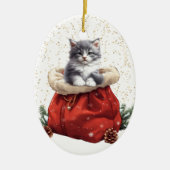 Schattigee Grey Kitten Kerstcadeau Tas Keramisch Ornament (Voorkant)