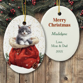 Schattigee Grey Kitten Kerstcadeau Tas Keramisch Ornament