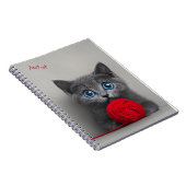 Schattigee Grey Kitten Spelen met Red Wool Ball Notitieboek (Rechterzijde)