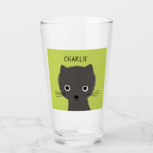 Schattigee Grey Kitty Cat gepersonaliseerd Grey Glas
