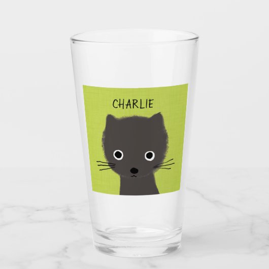Schattigee Grey Kitty Cat gepersonaliseerd | Grey Glas (Voorkant)