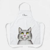 Schattigee Grey Kitty Cat gepersonaliseerd Schort (Voorkant)