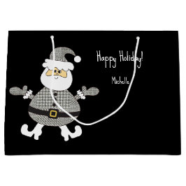 Schattigee Grey Plaid Santa Holiday Illustration Groot Cadeauzakje