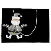 Schattigee Grey Plaid Santa Holiday Illustration Groot Cadeauzakje (Achterkant)