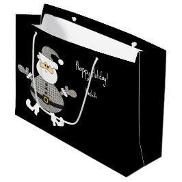Schattigee Grey Plaid Santa Holiday Illustration Groot Cadeauzakje