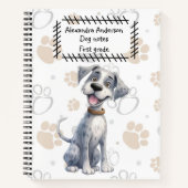 Schattigee Grey Storybook Puppy op Paws Pattern Notitieboek (Voorkant)