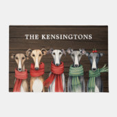 Schattigee Greyhound en Whippets Honden in Sjaals Deurmat (Voorkant)
