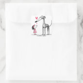 Schattigee Greyhound Hond en Vriend Vierkante Sticker (Tas)