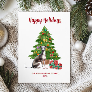 Schattigee Greyhound Hond Familie Kerstmis Feestdagenkaart
