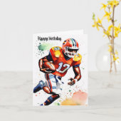 Schattigee Gridiron Waterverf Splash Verjaardag Kaart (Gele Bloem)