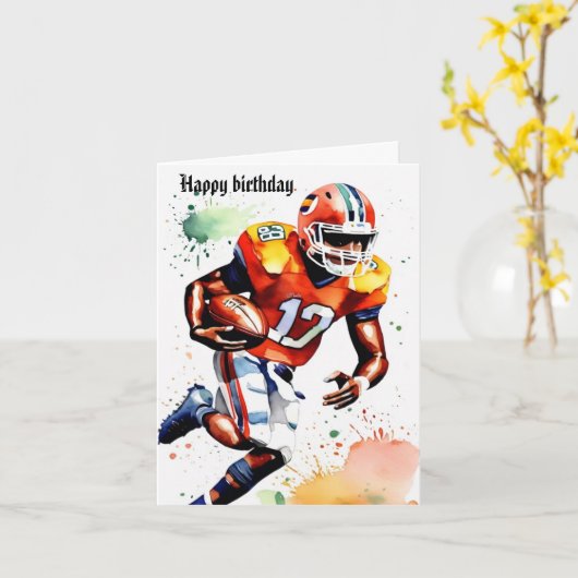 Schattigee Gridiron Waterverf Splash Verjaardag Kaart (Gele Bloem)