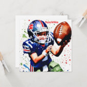 Schattigee Gridiron Waterverf Splash Verjaardag Kaart (Voorkant / Achterkant in situ)