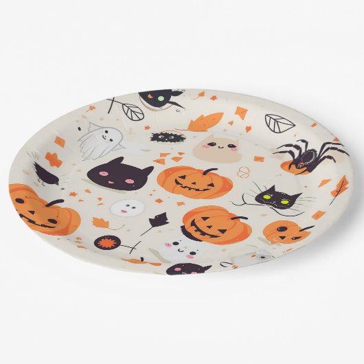 Schattigee griezelige Critters Halloween Treat Papieren Bordje (Gekanteld)