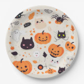 Schattigee griezelige Critters Halloween Treat Papieren Bordje (Voorkant)