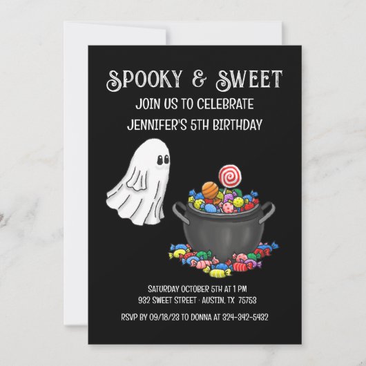 Schattigee griezelige en zoete Halloween Kaart (Voorkant)