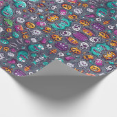 Schattigee griezelige kleine monsters Halloween Cadeaupapier (Hoek)