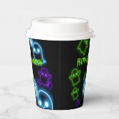 Schattigee griezelige Neon Boo Ghosts Happy Hallow Papieren Bekers (Rechts)