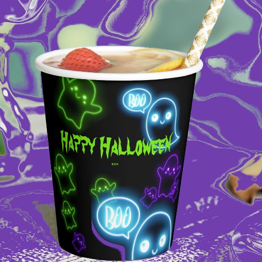 Schattigee griezelige Neon Boo Ghosts Happy Hallow Papieren Bekers